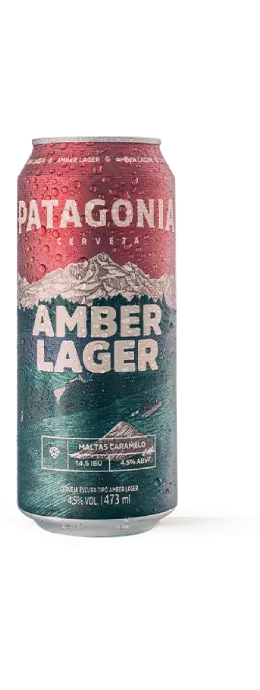 Imagem de uma latinha de cerveja Patagonia Amber Lager 473ml