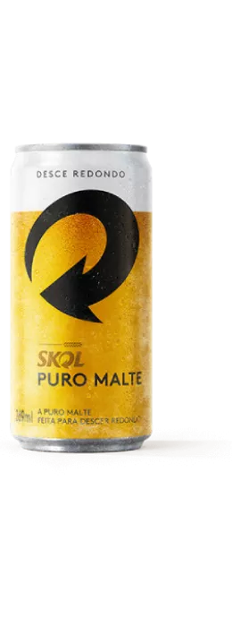 Imagem de uma latinha de cerveja Skol Puro Malte 269ml
